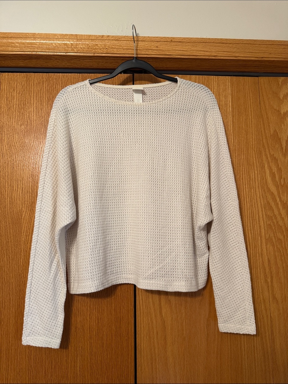 H&M Cream Waffle Knit Long Sleeve Top